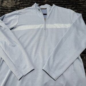 Travis Mathew Light Blue Quarter-Zip Sweater with Chest Stripe